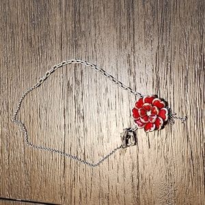 Lia Sophia red flower necklace 14"
